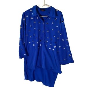 Alberto Makali 80s retro grommet blouse